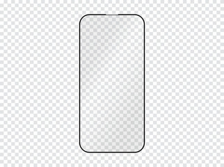 protective glass for phone. screen protector film, cell phone transparent glass cover. Plastic protection against damage vector illustration. Protective cover for telephone, shield to display