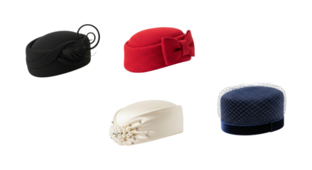 Charming assortment of vintage-inspired hats exudes timeless elegance and refinement