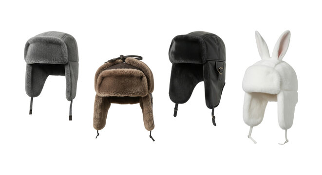 Diverse collection of stylish winter trapper hats in various colors and designs