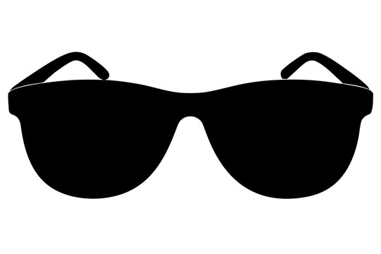 A simple black silhouette of modern sunglasses with thick frames and dark lenses isolated on a white background representing style and protection silhouette - Powered by Adobe