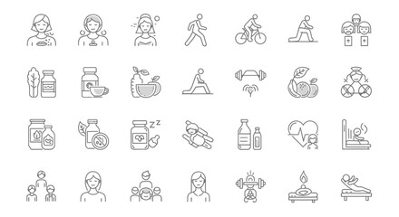 Seamless doodle cartoon vector pattern set of people icons and business character silhouettes
