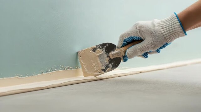 Hand in glove smoothing wall filler with a trowel