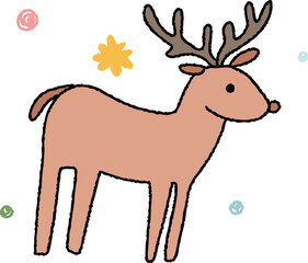 귀여운 성탄절 사슴과 장식 일러스트