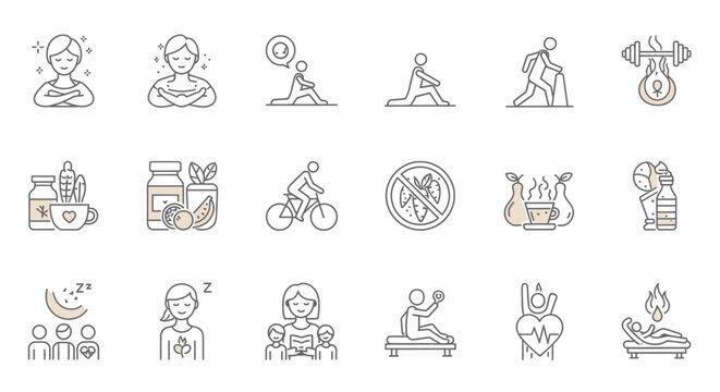 Vector icon set of zodiac symbols and illustrations of young people