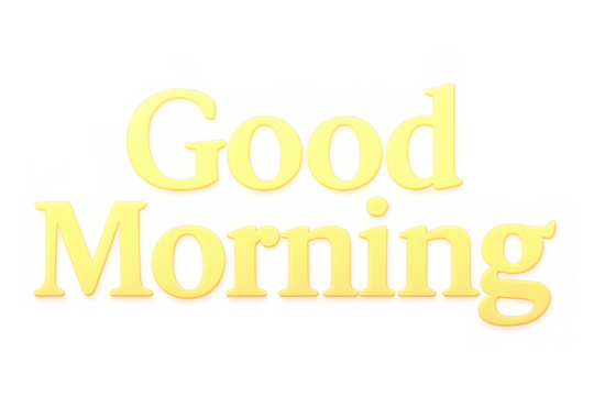 Golden illuminated text good morning with a subtle glow effect isolated on transparent background - Powered by Adobe