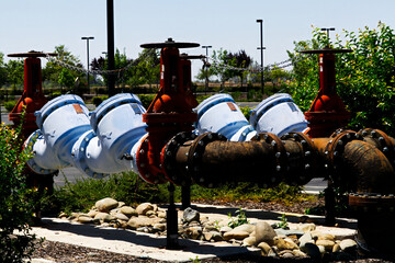 Large Industrial Pipes And Shutoff Valves