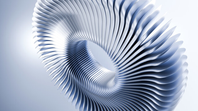 Twisted ribbed ring &ndash; futuristic abstract 3d render background