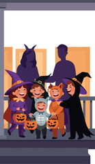 Children Halloween Costumes Trick Or Treating Pumpkin Buckets Purple Orange Black