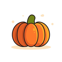 Cartoon Pumpkin Illustration with Green Stem and Orange Body.