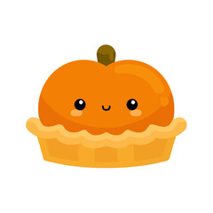 Cute Pumpkin Pie Cartoon Character with Smiling Face.