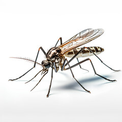 mosquito sucking blood close up on white background