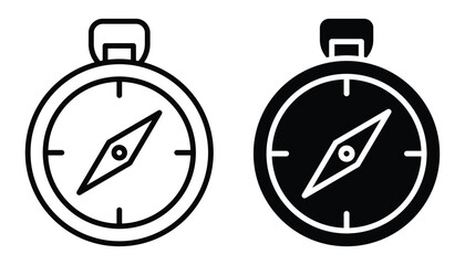 Black and White Compass Icons for Navigation and Directional Purpose