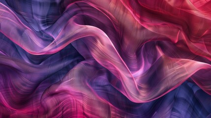 Fototapeta premium Abstract image of pink and purple fabric flowing in waves
