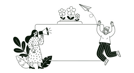 Vector illustration marketing announcement frame promotion design