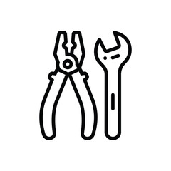 Black line icon for construction tools