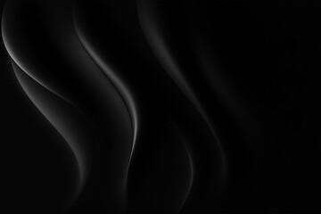 3D Satin Black Abstract Background Elegant Flowing Curves and Luxury Texture