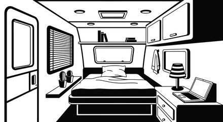 Rv interior design ideas black and white camper van conversion style