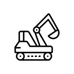 Black line icon for excavator equipment