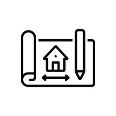Black line icon for architectural design