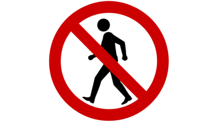 Restriction symbol in vibrant red, indicating prohibition and limitations for safety guidelines, content blocking, or conceptual themes