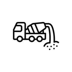 Black line icon for concrete pouring
