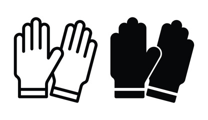 Pair of Hands Wearing Gloves - Black and White Icon Design