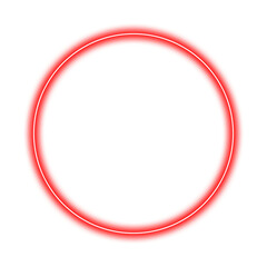 Bright red neon circle isolated on transparent background, png