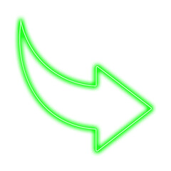 Neon green arrow pointing to the right isolated on transparent background, png