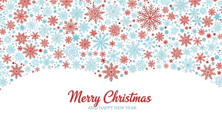 Merry christmas and happy new year with colorful snowflakes isolated