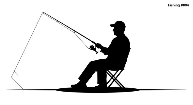 Dedicated angler patiently waits for a bite, silhouette of a man enjoying peaceful outdoor recreation with fishing rod poised, capturing the essence of quiet contemplation and hobby pursuit.