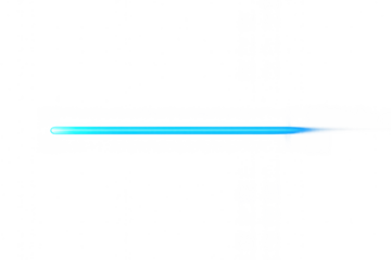 Glowing blue laser beam effect moving through space, abstract light line on transparent background for energy or technology concept