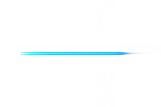 Glowing blue laser beam effect moving through space, abstract light line on transparent background for energy or technology concept