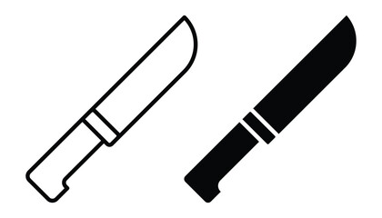 Sharp Kitchen Knife Icon Set in Black and White for Culinary Design Projects