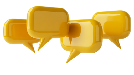 3d rendered scene of bright yellow speech ideas shine in mind
