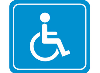 Blue and white international symbol of access for disabled and wheelchair users isolated vector icon