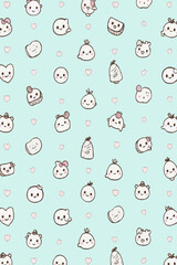 Pastel Kawaii Doodle Seamless Pattern