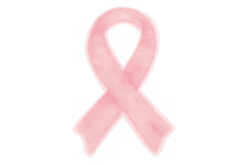 Pink ribbon watercolor painting promoting breast cancer awareness, support, health, and a charity campaign with empathy