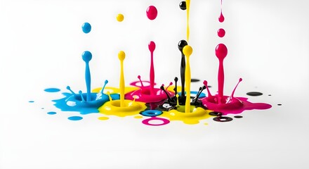 Vibrant paint splashes and droplets in a dynamic display