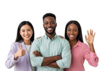 Happy business team isolated on white or transparent background