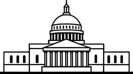 capitol building washington dc line art vector