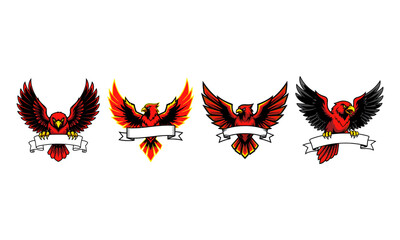 Naklejka premium Red hawk and eagle logo collection with banners