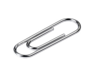 Silver Metal Paperclip isolated on a transparent background
