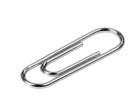 Silver Metal Paperclip isolated on a transparent background