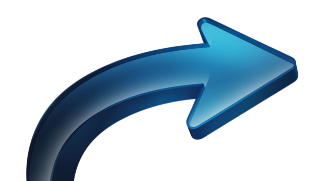 3d Blue Arrow Points Forward - Powered by Adobe