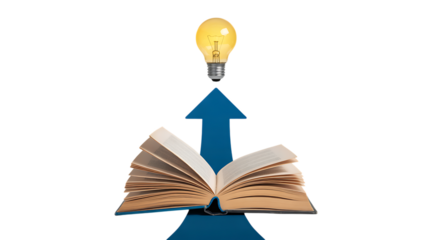 Open Book With Light Bulb And Arrow Creativity