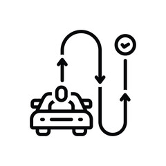 Black line icon for commuter journey