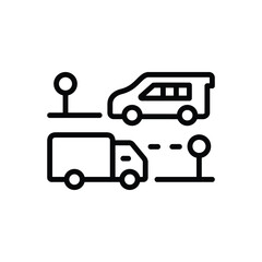 Black line icon for commuting route