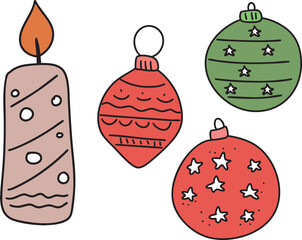 성탄절 초와 장식 소품 일러스트 4