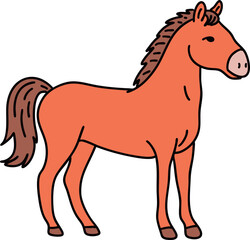 귀여운 붉은 말의 해 일러스트