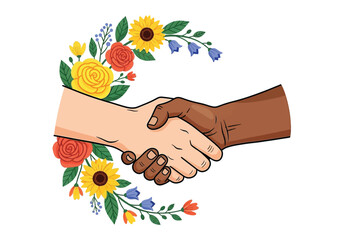 Handshake in Bloom Partnership and Nature's Harmony